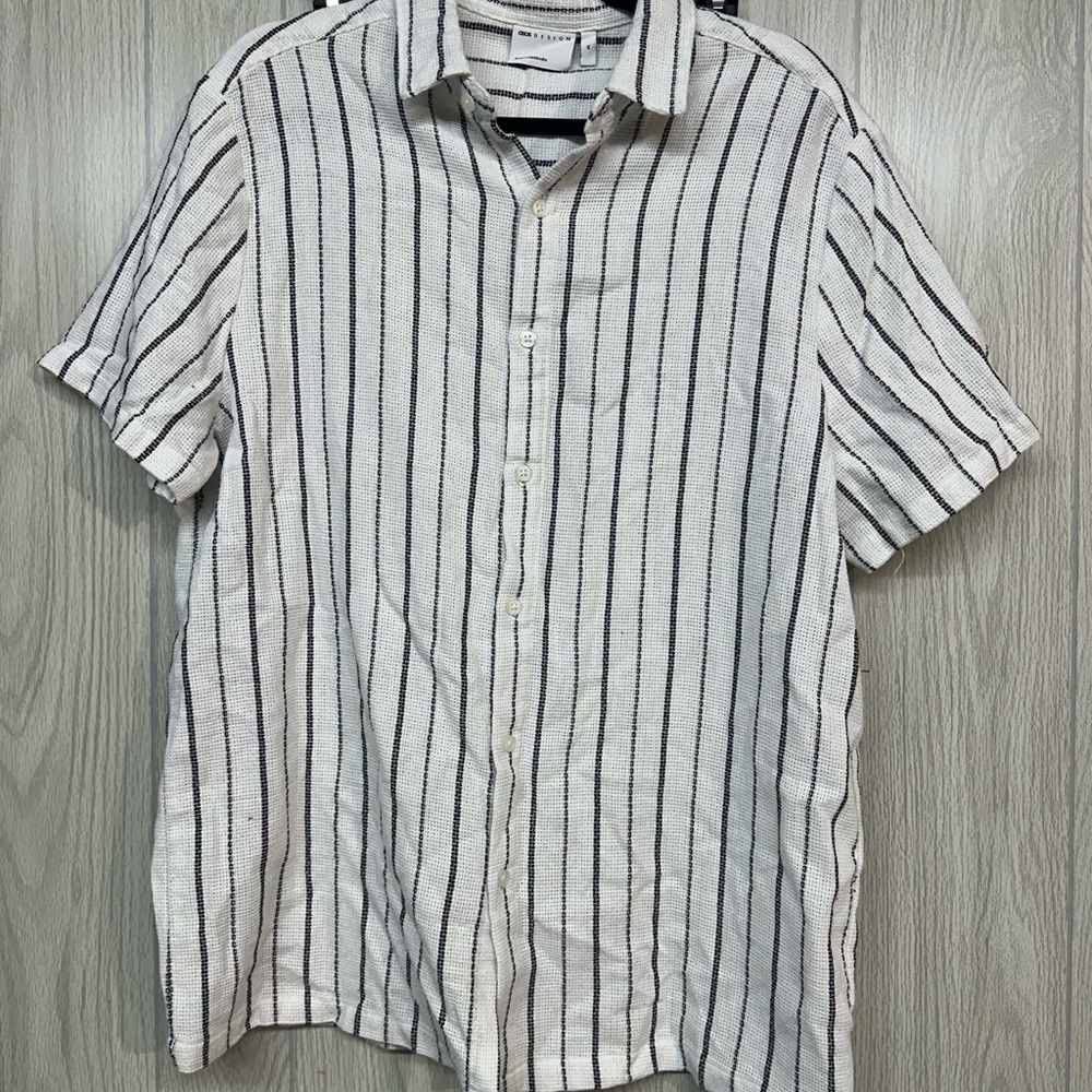 Striped ASOS Shirt Mens Short‎ Sleeve Button Up Casual Vacation Top